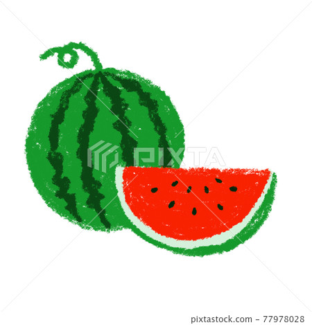 西瓜夏天素材插畫油畫棒 77978028