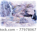 Abstract colorful mountain and field landscape on watercolor illustration painting background. 77978067