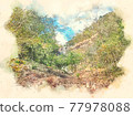 watercolor, mountain, landscape 77978088