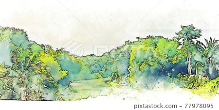 Abstract colorful mountain and field landscape on watercolor illustration painting background. Abstract colorful mountain and field landscape on watercolor illustration painting background. 77978095