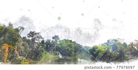 watercolor, mountain, landscape 77978097