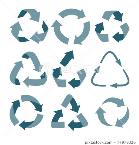 Vector recycling, upcycling and downcycling signs, isolated on white background. Green reuse symbols for ecological design. Zero waste lifestyle. Vector recycling, upcycling and downcycling signs, isolated on white background. Green reuse symbols for ecological design. Zero waste lifestyle. 77978320