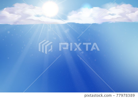 Vector sky with clouds and sun background. 77978389
