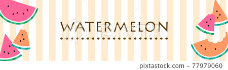 Cute summer watermelon illustration banner with striped background 77979060