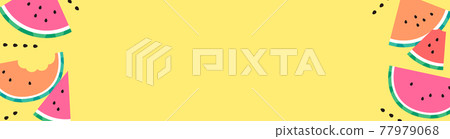 Banner of cute bright watermelon illustration like summer on yellow background Banner of cute bright watermelon illustration like summer on yellow background 77979068