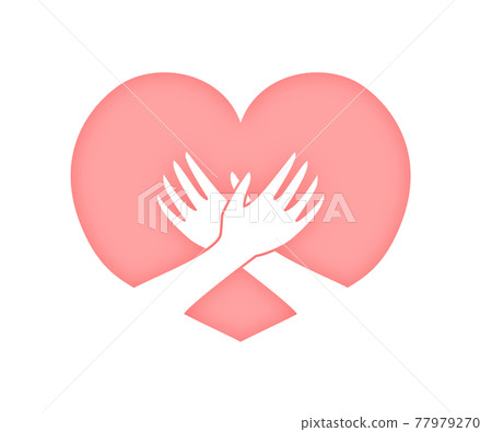 一隻手拿著一顆粉紅色的心的插圖 一隻手拿著一顆粉紅色的心的插圖 77979270