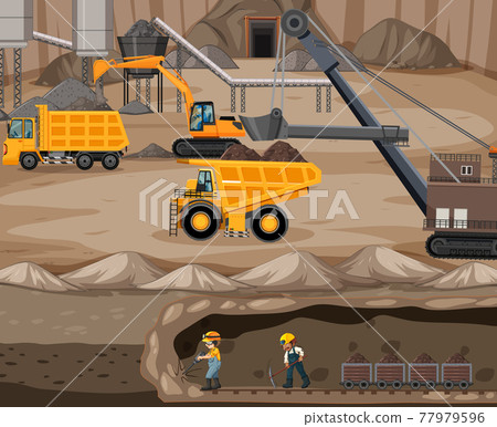 Landscape of coal mining with underground scene Landscape of coal mining with underground scene 77979596