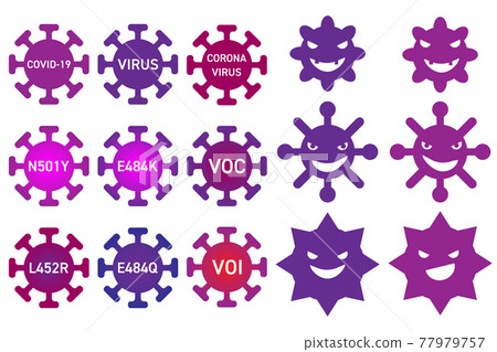 Illustration set with coronavirus and virus facial expressions Illustration set with coronavirus and virus facial expressions 77979757
