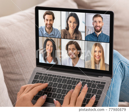 Chat using webcam, communicate online on quarantine Chat using webcam, communicate online on quarantine 77980879