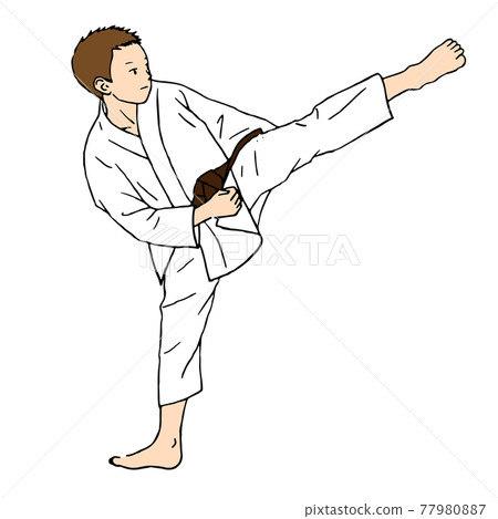 Illustration of a boy doing karate (white... - Stock Illustration  [77980887] - PIXTA