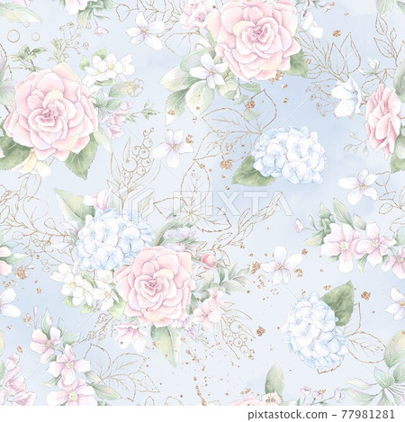 Seamless pattern. Spring delicate rose flowers.... - Stock Illustration ...