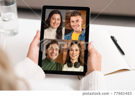 Covid-19, self-isolation, conference with children during break and meeting remotely 77981483