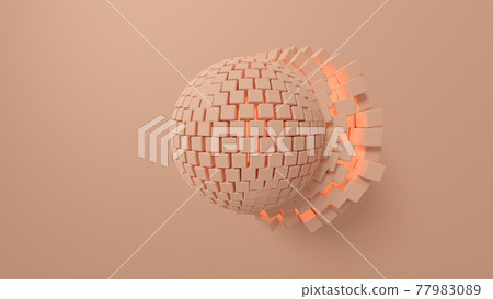 3D Illustration of an abstract geometric form. Pastel colors. 77983089