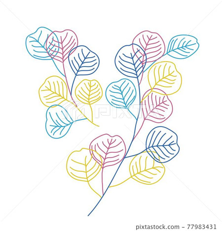 Organic leaf thin line. Branches. Organic leaf thin line. Branches. 77983431