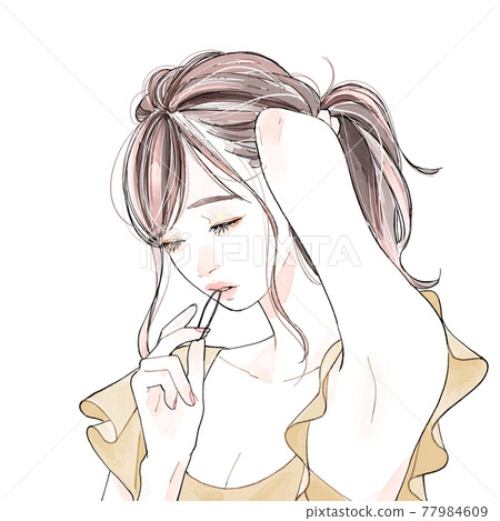 一個女人綁她的頭髮 77984609