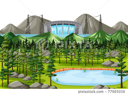 Scene with water dam background 77985038