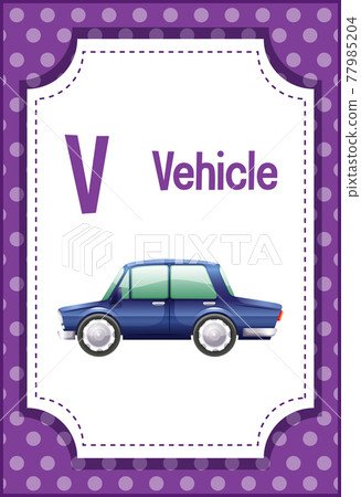 Alphabet flashcard with letter V for Vehicle 77985204