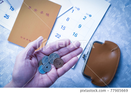 Image of pension book and money Image of pension book and money 77985669