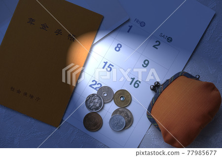 退休金書和金錢的形象 77985677