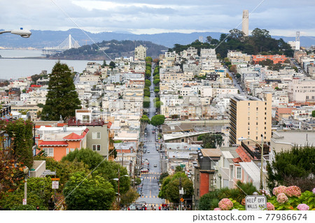 從美國舊金山倫巴第街市中心的景色 從美國舊金山倫巴第街市中心的景色 77986674