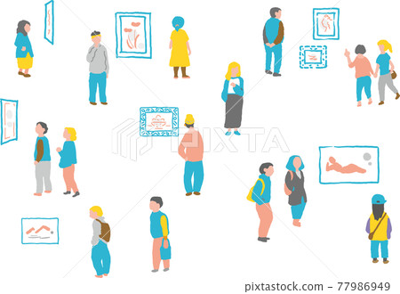 People who appreciate the painting People who appreciate the painting 77986949