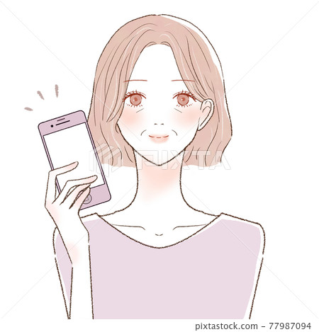 Middle-aged woman with a smartphone Middle-aged woman with a smartphone 77987094