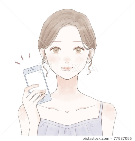 A woman holding a smartphone 77987096