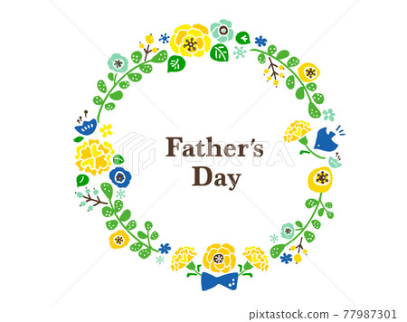 可愛的父親節（藍色）六月/手繪插畫素材 77987301