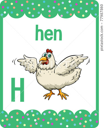 Alphabet flashcard with letter H for Hen - Stock Illustration [77987860 ...