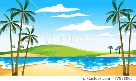 Beach at  daytime landscape scene with sky background 77988065