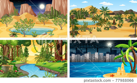 Different nature horizontal scenes in cartoon style 77988066