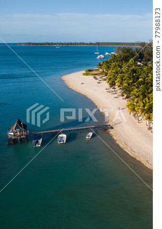 View from the height of the coast and the pier of the island of Mauritius in the Indian Ocean View from the height of the coast and the pier of the island of Mauritius in the Indian Ocean 77988173