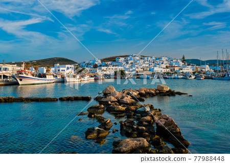 Picturesque Naousa town on Paros island, Greece Picturesque Naousa town on Paros island, Greece 77988448