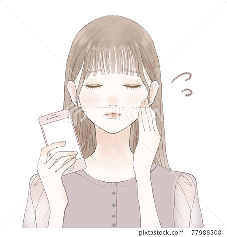 A woman in need with a smartphone A woman in need with a smartphone 77988508