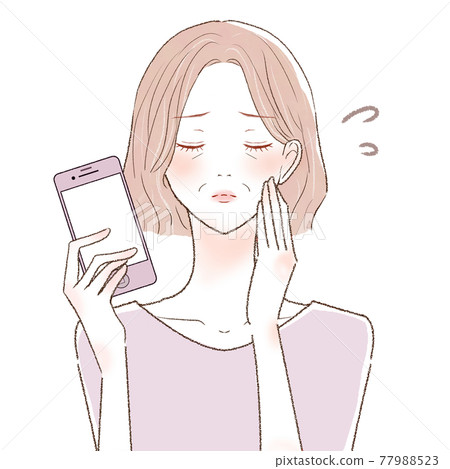 Middle-aged woman in need with a smartphone 77988523