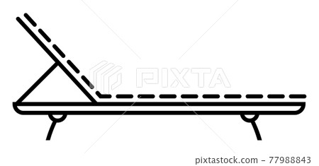 sun lounger icon. Lounge chair on beach. Sunbathing by sea. Summer rest. Simple black and white vector sun lounger icon. Lounge chair on beach. Sunbathing by sea. Summer rest. Simple black and white vector 77988843