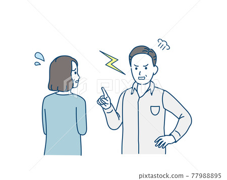 Angry middle-aged man yelling couple man and woman middle-aged illustration material Angry middle-aged man yelling couple man and woman middle-aged illustration material 77988895