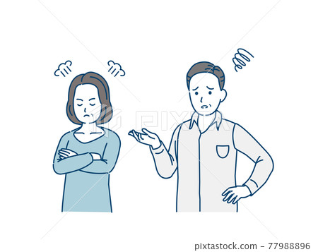 Angry middle-aged women, moody couples, men and women, middle-aged illustration material Angry middle-aged women, moody couples, men and women, middle-aged illustration material 77988896