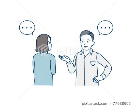 Middle-aged and older couples talking, communication, men and women, middle-aged illustration material 77988905