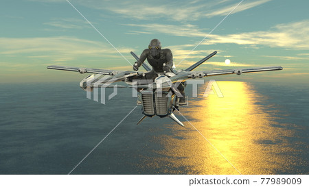 Man riding a flight machine - Stock Illustration [77989009] - PIXTA
