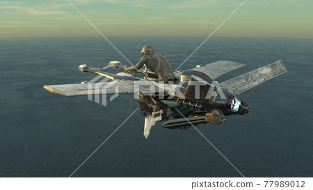 Man riding a flight machine - Stock Illustration [77989012] - PIXTA