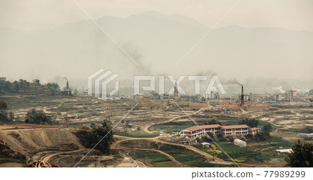 Brick kilns in the Kathmandu valley, Nepal 77989299
