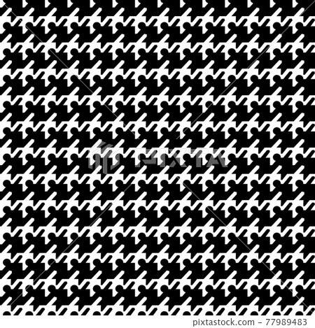 Trendy hounds tooth pattern that tiles seamlessly as a pattern. Vector illustration black and white color surface print 77989483