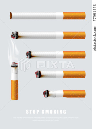 Stop smoking campaign illustration no cigarette for health cigarettes in different length 77991558