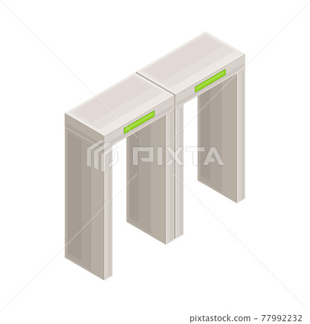 Metal Security Gate in Metro or Subway and Rapid Transit Urban System Isometric Vector Illustration 77992232