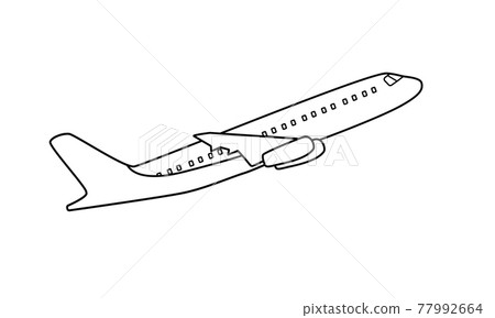 Passenger plane in flight contour isolated on... - Stock Illustration  [77992664] - PIXTA