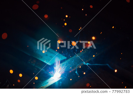 artistic welding sparks light, industrial background artistic welding sparks light, industrial background 77992783