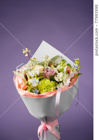 birthday flowers bouquet, purple background birthday flowers bouquet, purple background 77993998