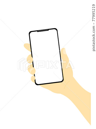 一隻手拿著智能手機(smartphone)的插圖 一隻手拿著智能手機(smartphone)的插圖 77995219