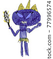 A picture of a blue demon drawn by a child 77996574